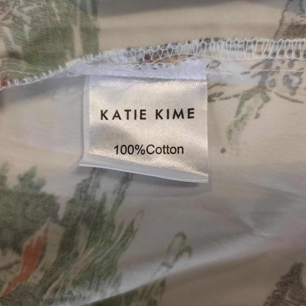 Katie Kime Masters Golf Toile Cotton Shirt Dress White Green Maxi NWT Medium - Picture 3 of 12